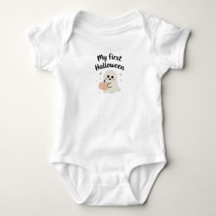 My First Halloween Cute Ghost with Pumpkin Baby Bodysuit