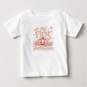 My First Halloween Cute Pink Pumpkin Baby Girl T-S T-Shirt