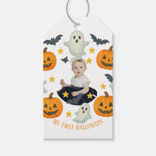 My First Halloween Cute Pumpkin & Ghost Wreath Gift Tags