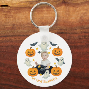My First Halloween Cute Pumpkin & Ghost Wreath - Key Ring
