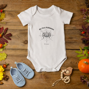 My First Halloween Cute Spider Personalised Boy Baby Bodysuit