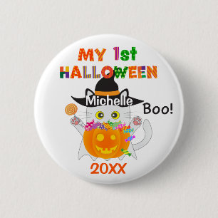My First Halloween Ghost Cat 6 Cm Round Badge