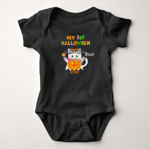 My First Halloween Ghost Cat Baby Bodysuit