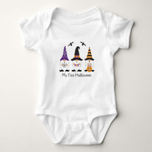 My First Halloween Gnomes Purple Orange Baby Bodysuit