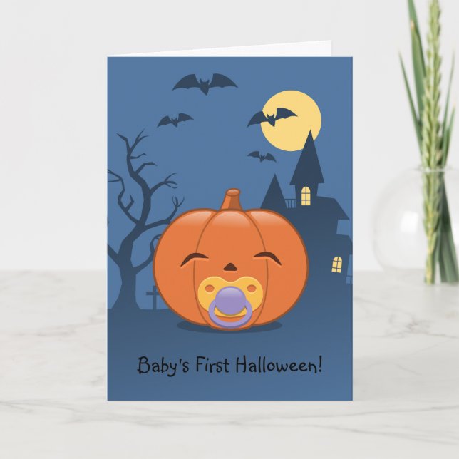 My First Halloween Pacifier Pumpkin Card (Front)