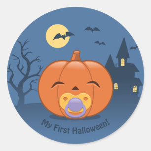 My First Halloween Pacifier Pumpkin Classic Round Sticker