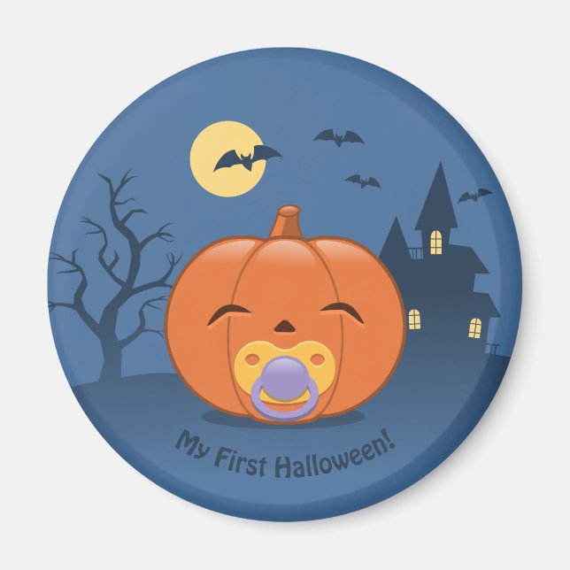My First Halloween Pacifier Pumpkin Magnet (Front)