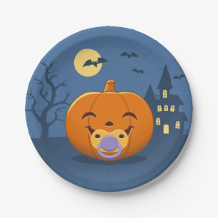 My First Halloween Pacifier Pumpkin Paper Plate