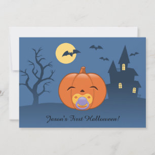 My First Halloween Pacifier Pumpkin Party Invitation