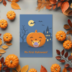 My First Halloween Pacifier Pumpkin Postcard