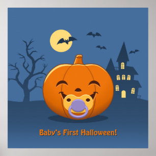 My First Halloween Pacifier Pumpkin Poster