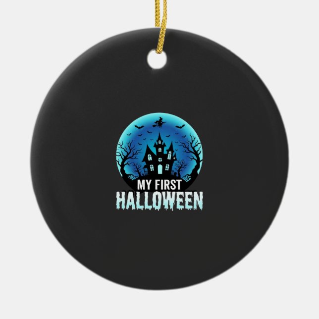 My First Halloween Spooky Haunted House Design_1 Ceramic Tree Decoration (Front)