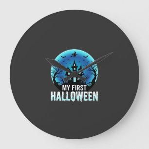 My First Halloween Spooky Haunted House Design_1 Large Clock