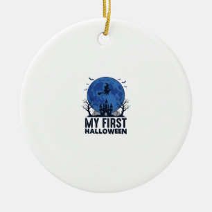 My First Halloween Vintage Engraving Kids Design_1 Ceramic Tree Decoration