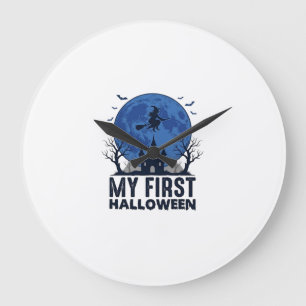 My First Halloween Vintage Engraving Kids Design_1 Large Clock