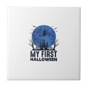 My First Halloween Vintage Engraving Kids Design_1 Tile