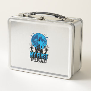 My First Halloween Vintage Haunted Castle Baby Shi Metal Lunch Box