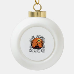 My First Halloween Vintage Toddler Shirt Design_1 Ceramic Ball Christmas Ornament
