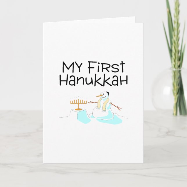My First Hanukkah (Snowman) Holiday Card (Front)