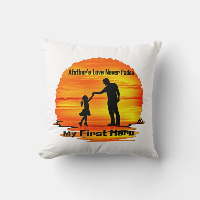 My First Hero Dad Throw Pillow (Front)