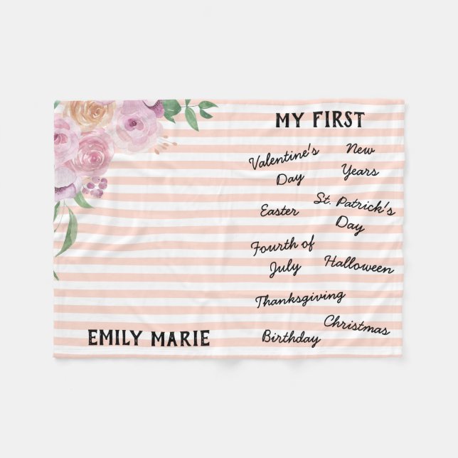 "My First" Holiday Milestone Baby Blanket (Front (Horizontal))