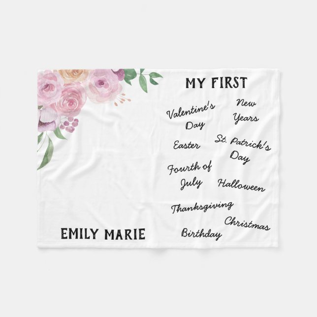 "My First" Holiday Milestone Baby Blanket (Front (Horizontal))