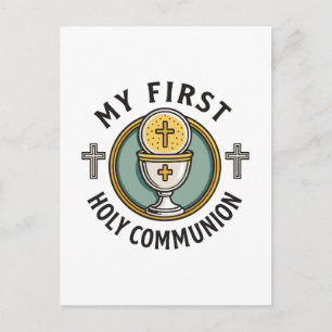 My First Holy Communion Eucharist 1st Christian Holiday Postcard