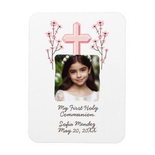 My First Holy Communion Personalised Photo Floral  Magnet