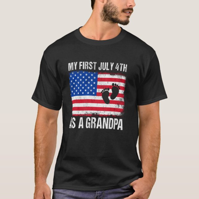 My First July 4th As Grandpa 2025 USA American Fla T-Shirt (Front)