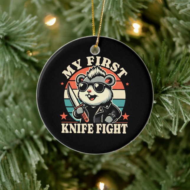 My First Knife Fight - Cool Hamster Ceramic Tree Decoration (Tree)