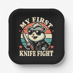 My First Knife Fight - Cool Hamster Paper Plate