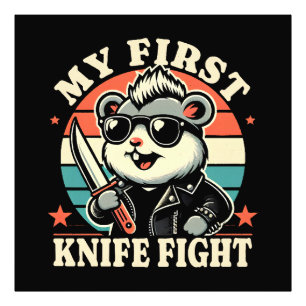 My First Knife Fight - Cool Hamster Photo Print