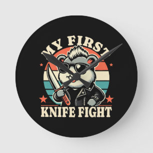 My First Knife Fight - Cool Hamster Round Clock