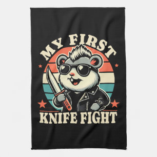 My First Knife Fight - Cool Hamster Tea Towel