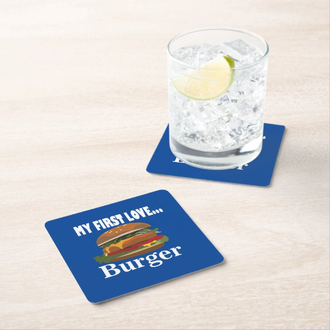 My First Love Burger Square Paper Coaster (Insitu)