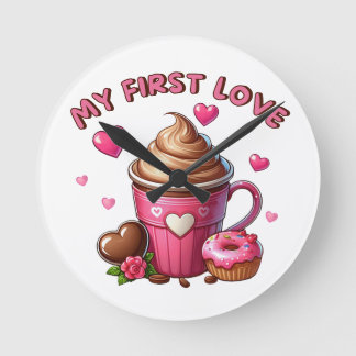 My First Love Coffee Round Clock