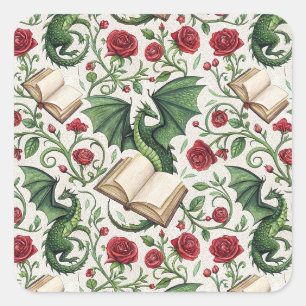 My First Loves - Dragons and Books Square Sticker