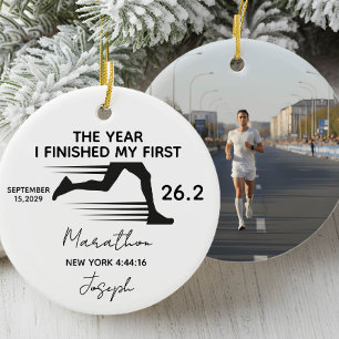 My First Marathon 26.2 Custom Name & Photo Ceramic Tree Decoration