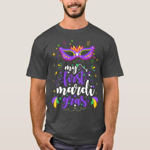 My First Mardi Gras Masquerade Bead Parade Women M T-Shirt