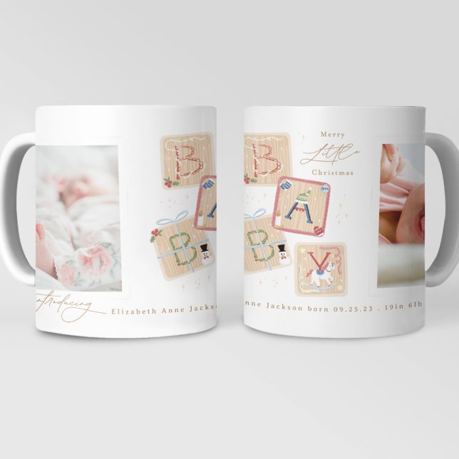 My First Merry Christmas Two Photo Baby Birth Coffee Mug (Creator Uploaded)