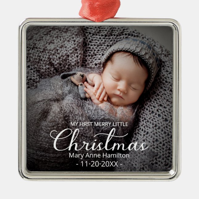 My First Merry Little Christmas Newborn Baby Metal Tree Decoration (Front)