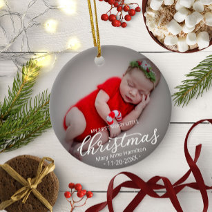 My First Merry Little Christmas Newborn Baby Photo Ceramic Tree Decoration
