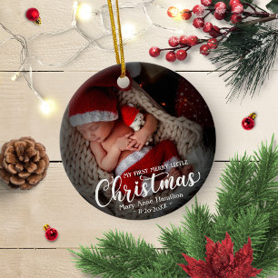 My First Merry Little Christmas Newborn Baby Photo Ceramic Tree Decoration