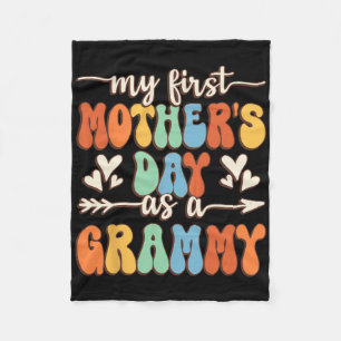 My First Mother's Day As A Grammy Retro Groovy Mot Fleece Blanket