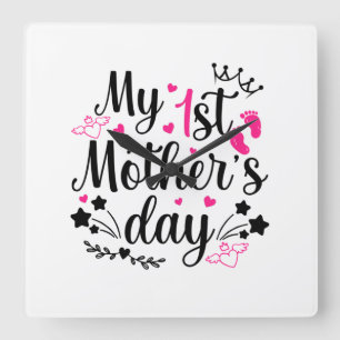 My First Mother's Day As A Mummy 2 Square Wall Clock