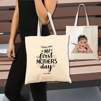My First Mothers Day Heart Customisable Photo Tote Bag
