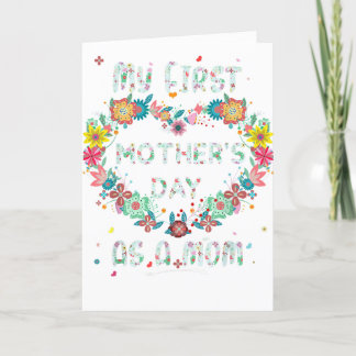 My First Mother's Day, heart-shaped flower, photo Thank You Card