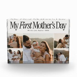 My First Mothers Day Retro Photo Collage Block