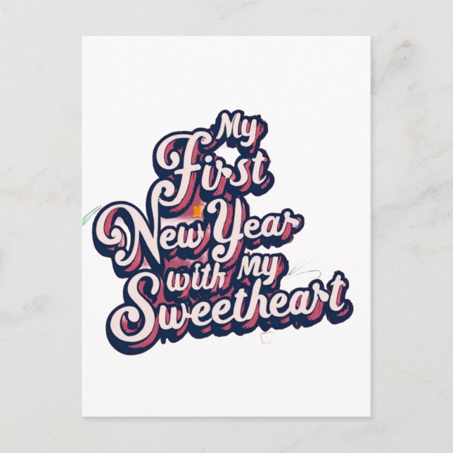My First New Year With My Sweetheart Postcard (Front)