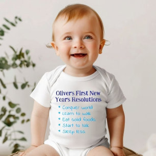My First New Year's Resolutions, Baby Boy Funny    Bodysuit